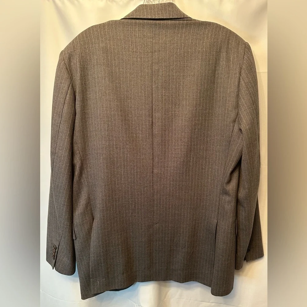 Zero Alta Sartoria 38 R Italian Super 120s Wool Blazer Gray W/ Tan White Stripes